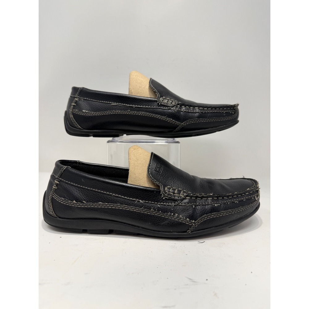 Tommy Hilfiger Men Black‎ Leather Loafer Driving Moccasin Shoes US 8.5